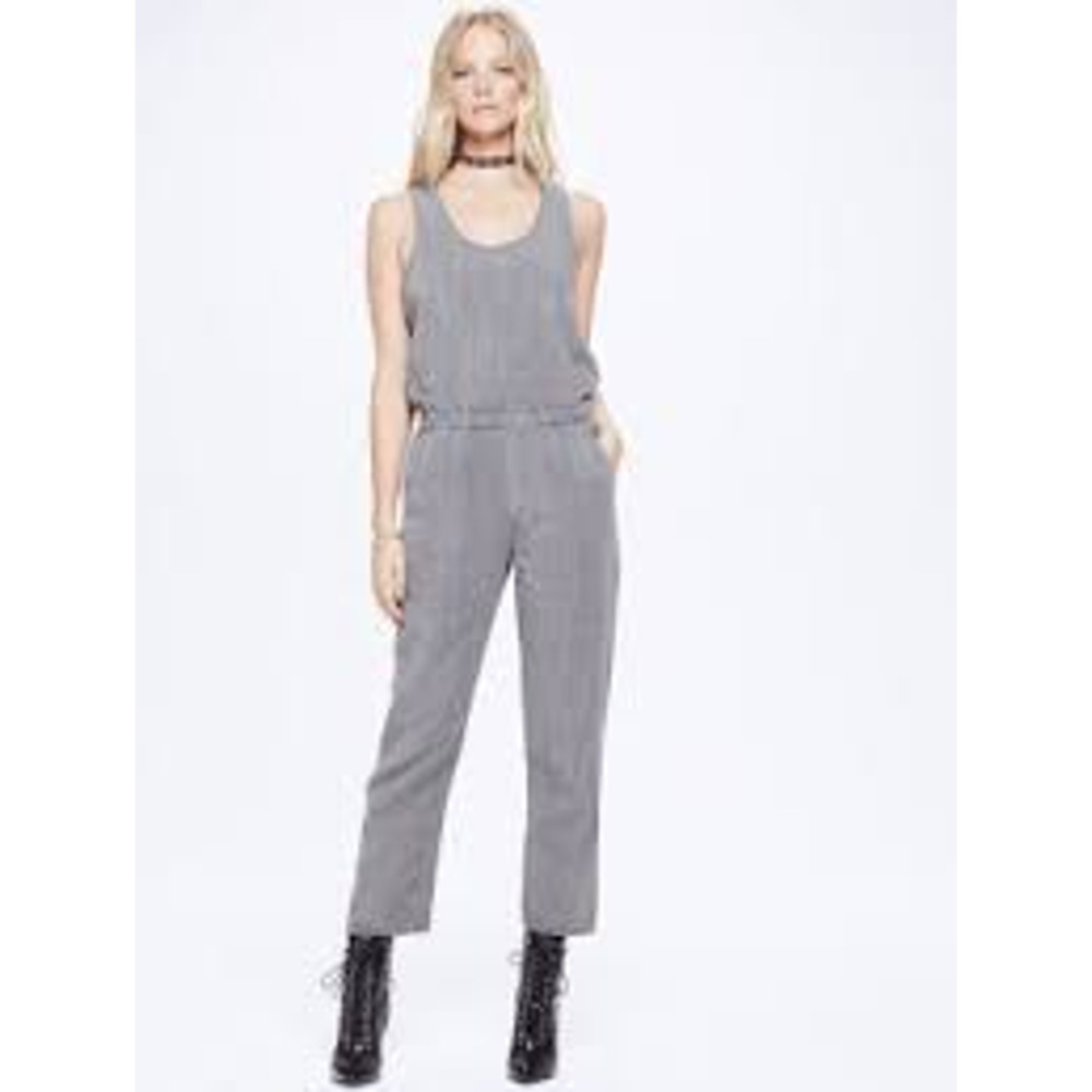MOTHER Scoop Neck Sleeveless Elastic Waist One Piece Tank Jumpsuit Grey Small